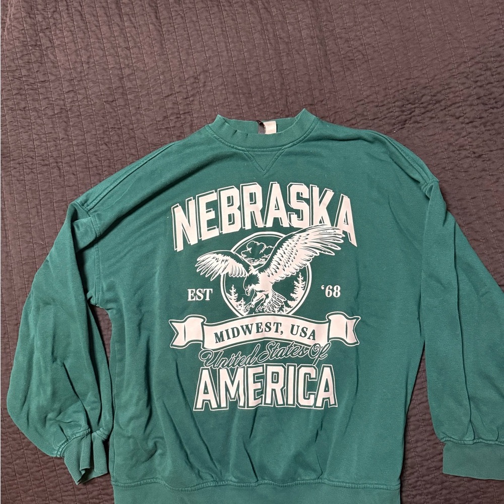 H&M Green Nebraska Graphic Women's Sweater